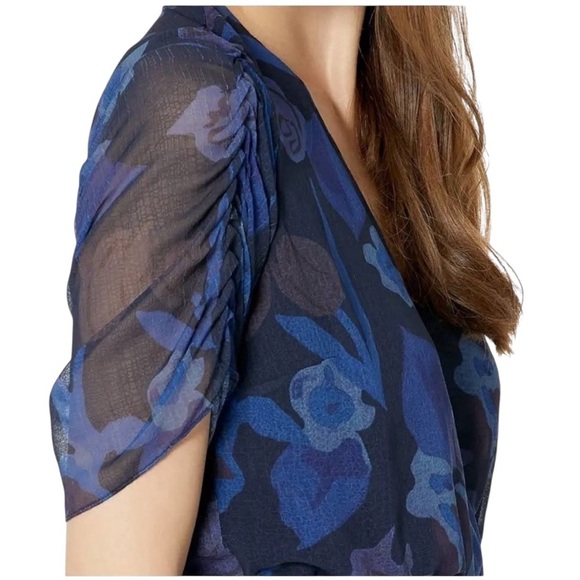 Ted Baker Juleah Mini Dress Ruched Sleeves & Skirt Surplice Neckline Lined NWT - Picture 3 of 16